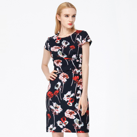 Ports/宝姿2018新品女装植物花卉印花收腰连衣裙ALA9D020DPQ002商品大图
