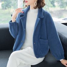 2018秋冬装新款女装韩版仿水貂绒短款加厚毛衣外套女毛绒绒短外套图片