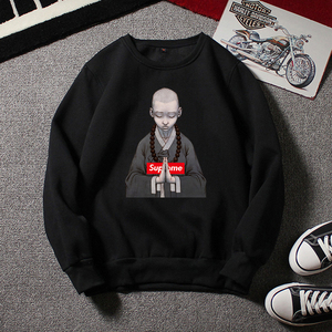 日系潮牌加绒卫衣男