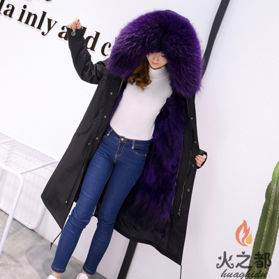皮草外套女中长款来自星星的你明星同款狐狸毛貉子内胆派克服大衣