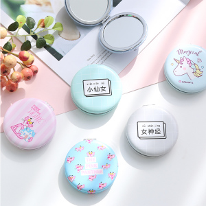 创意汉堡小镜子随身皮面镜