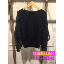 拉夏贝尔专柜正品黑色针织衫秋季2018新款宽松镂空毛衣女10018187图片