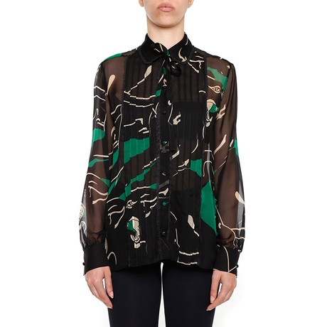 Valentino/华伦天奴 女士新款时尚真丝印花宽扣纽上衣商品大图
