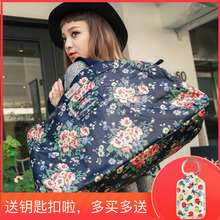 旅行包女2019新款 潮流大容量帆布网红包包印花防水英国复古手提包