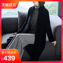 仿水貂绒毛呢外套女2018流行大衣中长款秋冬季围巾领时尚韩版女装图片
