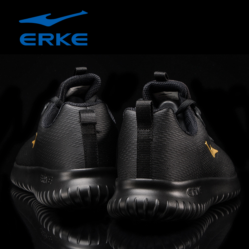 ERKE Men's Shoes 2019 Autumn New Pure Black Sneakers Men's Waterproof Leather Winter Men's Shoes Running Shoes