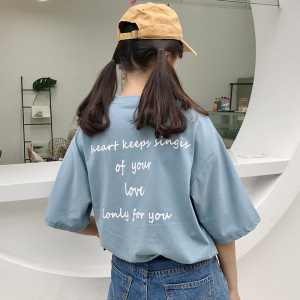 2018ulzzang原宿宽松嘻哈短袖t恤女韩版学生百搭hiphop蹦迪上衣服