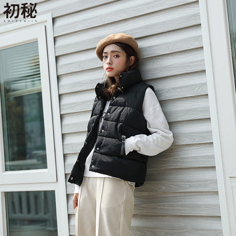 初秘马甲女秋冬常规款女羽绒棉马夹韩版冬季加厚修身女装背心外套商品大图