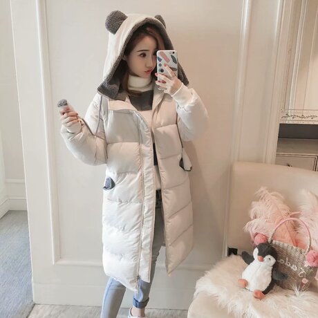 2018冬季大码女装新款羽绒棉服棉衣女中长款修身过膝加厚棉袄外套商品大图