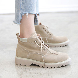 秋冬新款系带真皮马丁靴