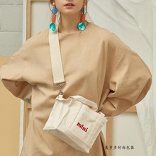 刺绣字母mini宽带小背包单肩手提帆布包通勤 ins超火包女斜跨韩版