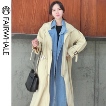2019秋新款 马克华菲女装 拼接牛仔风衣429113037023