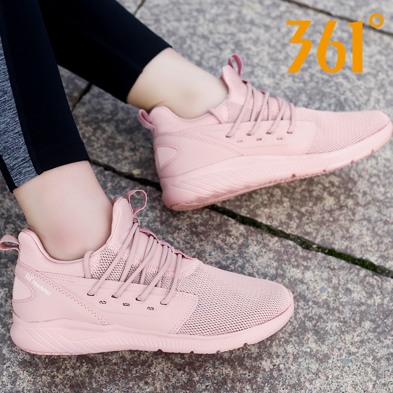 361 Sports Shoes Women's Official Authentic 2019 Spring New 361 Degree Pink Student Mesh Running Shoe