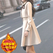 毛呢连衣裙秋冬女装2018新款韩版打底百搭A字裙小香风港味时尚裙图片