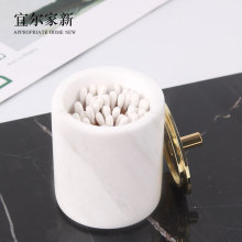 北欧牙签筒创意时尚 家用棉签盒餐厅桌面牙签罐摆饰 大理石棉签盒