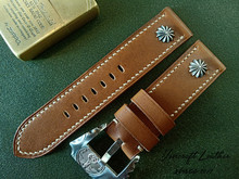 手工表带定制美国HORWEEN牛皮沛纳海万国帝陀劳力士代用棕色224mm
