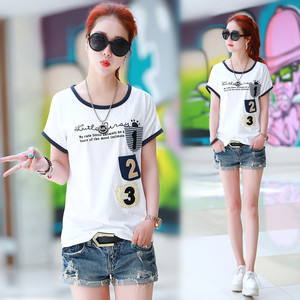 2019新款夏天宽松初中高中学生短袖T恤女生夏装上衣少女丅恤女装