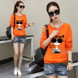 2019春秋装上衣少女宽松长袖t恤初中高中学生丅恤女装秋衣女外穿