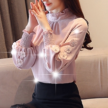 秋装女装2018新款韩版长袖宽松雪纺衫上衣服时尚百搭气质洋气小衫图片