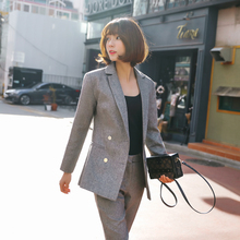 2018春夏新款女装通勤韩版休闲中长款西服外套显瘦小西装时尚套装图片