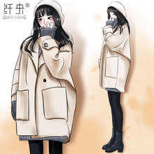 2018流行茧型中长款外套女小矮个子大衣新款冷系女装外套港味宽松图片