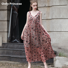 Only Princess2018夏季新款v领收腰连衣裙宽松性感韩版裙子女