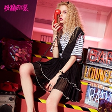 妖精的口袋少女心仙女裙夏装2018新款学生背带半身裙黑色短裙女J图片