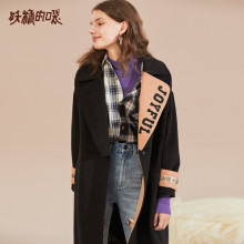 妖精的口袋毛呢大衣秋装2018新款长袖黑色通勤欧货呢子外套女潮图片