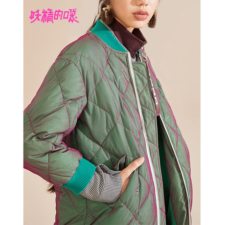 妖精的口袋拉链上衣外套冬装2018新款长款保暖白鸭绒羽绒服女商品大图