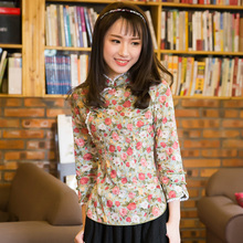 筠雅旗袍上衣少女盘扣改良短款春秋季唐装长袖中国复古民国风女装图片