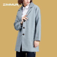 ZIMMUR2018秋冬新品 简约时尚百搭 西装翻领两侧插袋宽松时尚大衣图片