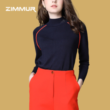 ZIMMUR18年秋冬新品时尚高端纯色简约基础百搭高领女款打底针织衫图片