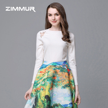 ZIMMUR秋冬新款2018纯色宽松休闲OL内搭打底毛衣加厚保暖针织衫女图片