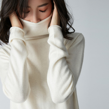 毛衣100%纯山羊绒堆堆领针织短款 套头打底衫 女秋冬新款 高领羊绒衫