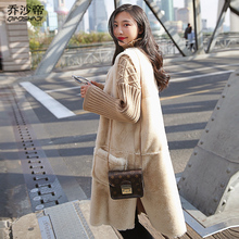 2018秋冬新款韩版女装chic时尚拼接开叉下摆毛绒皮毛体马甲潮牌图片
