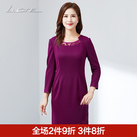 婆婆装婚礼2018秋冬新款妈妈连衣裙婚宴婚礼妈妈装高贵中老年女装商品大图
