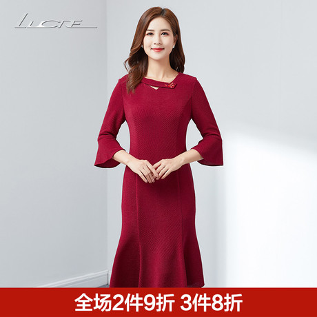 婆婆装婚礼2018夏秋新款结婚妈妈连衣裙婚宴礼服妈妈装中老年女装商品大图