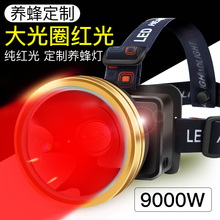 养蜂专用红光灯超亮白光手电筒强光调焦夜工具超轻蜜蜂头灯多功能