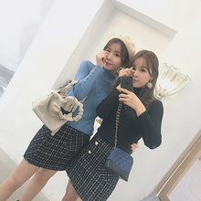 女韩版 修身 楚菲楚然twins开春新款 半高领针织衫 打底衫 套头长袖