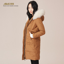爱客女装2018秋装新款复古chic中长款修身羽绒棉衣外套女图片