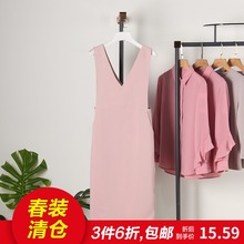 清仓女连衣裙 双V领修身 包邮 显瘦背带连衣裙2019春季新款 图系列