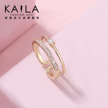 Kaila一念心安戒指女 日韩潮人学生网红双层开口个性 食指指环ins