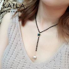 Kaila永恒之星项链 女韩简约气质水晶星星流苏吊坠短款 锁骨颈链