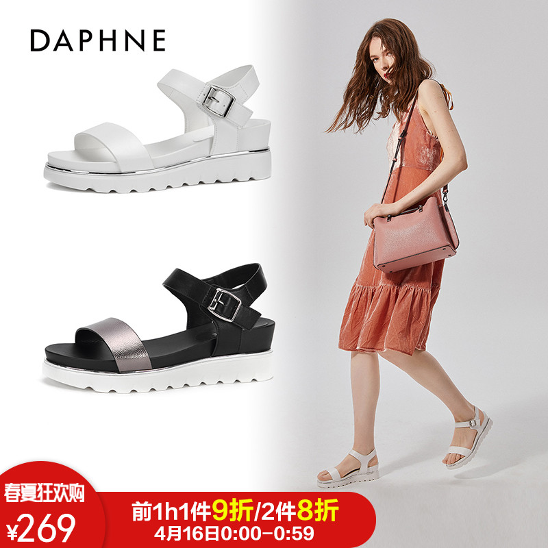 夏季新款时尚街头运动中姓休闲魔术贴凉鞋女2018达芙妮Daphne