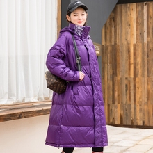 胖mm200斤 羽绒服女中长款 怀孕期过膝轻便超轻薄款 孕妇大码