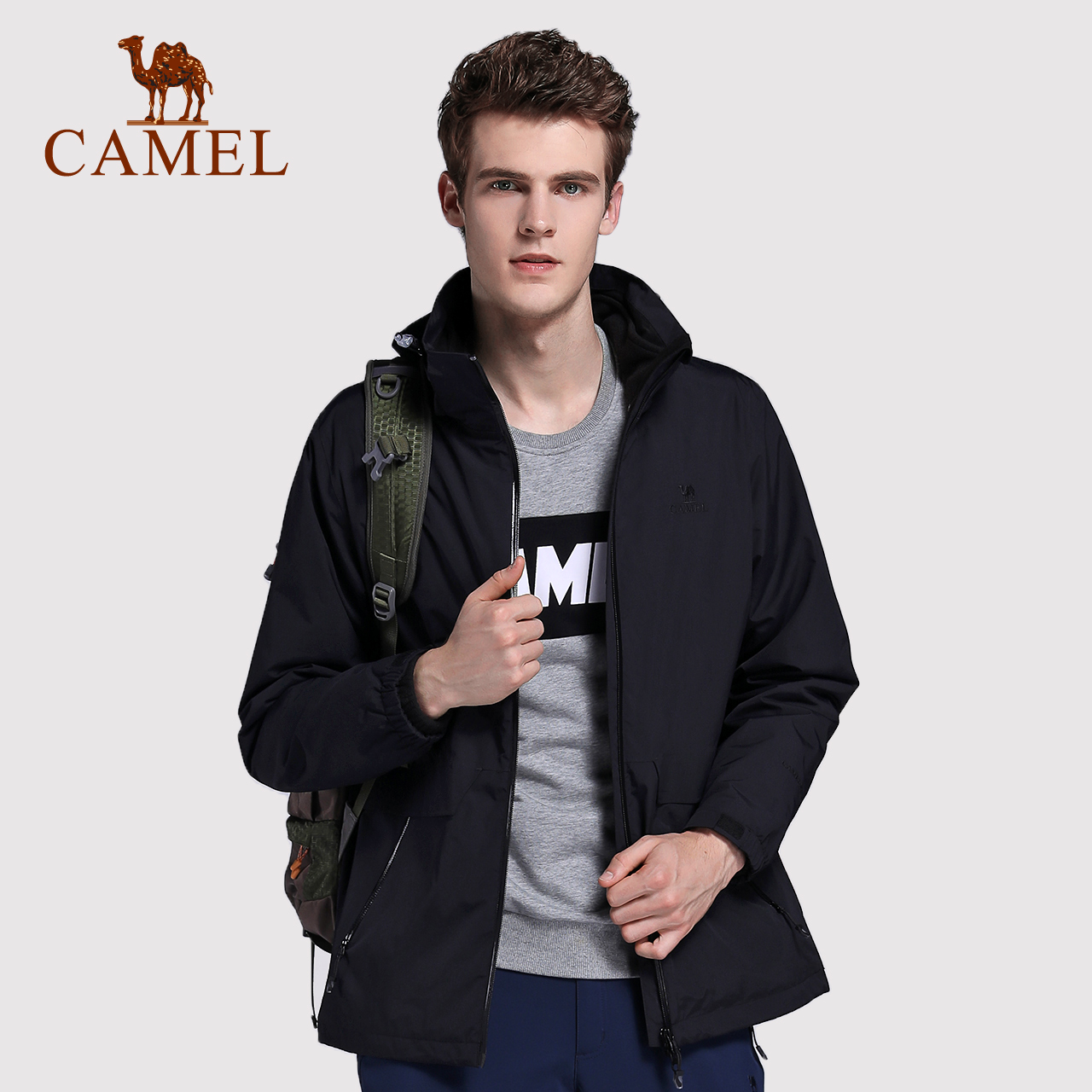 [2018 New Product] Camel Outdoor Charge Coat Fashion Brand Men's Thermal and Waterproof Three in One or Two Charge Coat Set