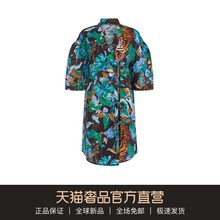 KENZO/高田贤三 2018新款蓝色v领印花系带短袖睡衣风连衣裙女夏图片