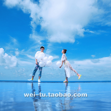 2019年新影楼婚纱样照063高端韩式情侣海景礁石草坪主题放大样片