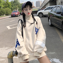 加绒cec卫衣女冷系女装mschf长袖研九上衣韩版潮秋冬外套宽松百搭图片