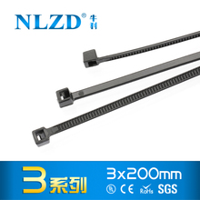 牛利3X200黑白色自锁式塑料尼龙扎带一拉得封条足量500条绑带卡扣